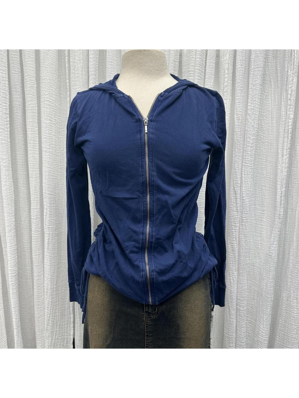 Y2K Navy Blue Ruched Women's Jacket (SP)